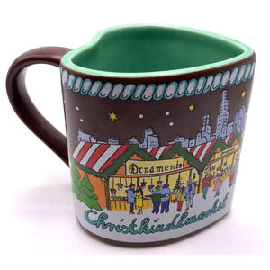 2018 Christkindlmarket Chicago Heart Shaped Mug Green & Brown Ich Liebe